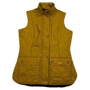 Barbour Wray Gilet Vest Dijon Gold Fleece Lined Zip & Snap Women's Size 6